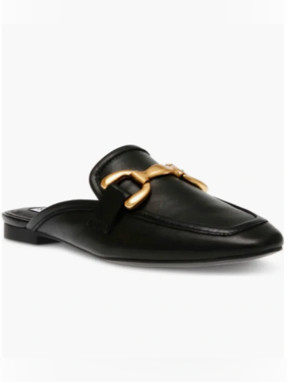 Steve Madden Black Leather Mule with Gold Horsebit Accent - Picture 7 of 8